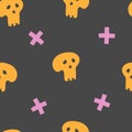 Seamless skull and cross pattern in vector illustration. Royalty Free Stock Photo